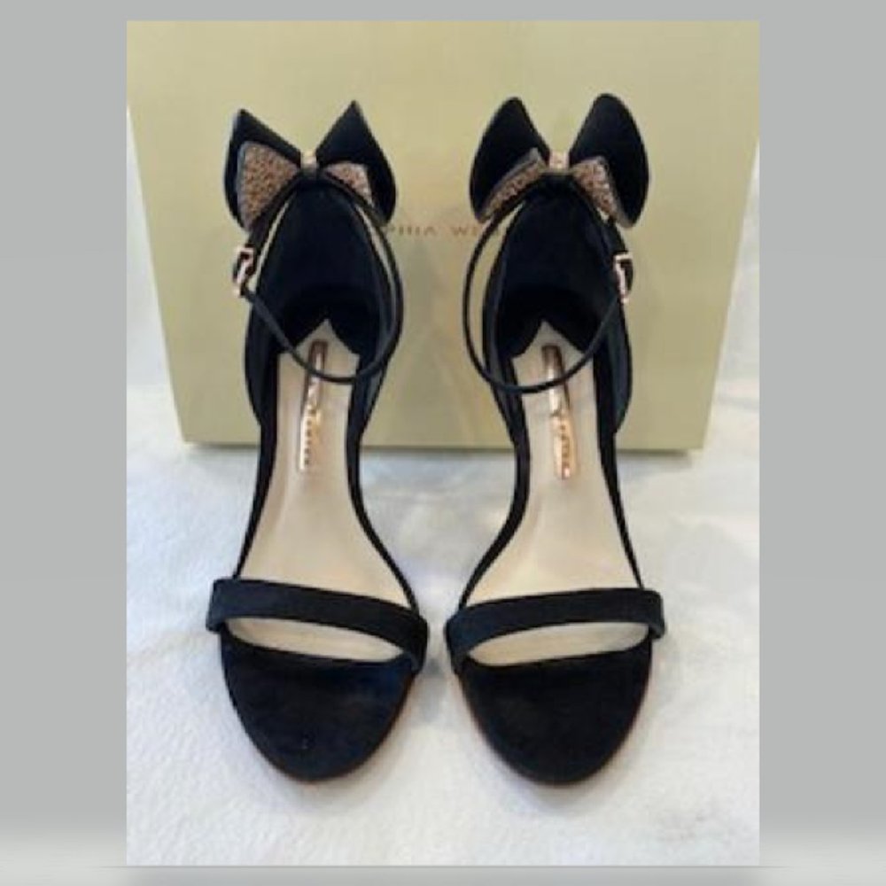 SOPHIA WEBSTER BLACK VELVET PINK GLITTER HIGH HEEL